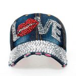 Litetao Ladies people Men Cherish Adorable Denim Rhinestone Baseball Cap Snapback Hip Hop Flat Vogue Hat (Free Measurement, B) [Video Game]