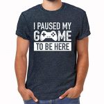 I Paused My Sport to Be Here t Shirt Gamer Items for Men Gaming Humorous Graphic Tees (Charcoal Sunless, Runt)