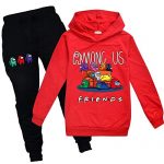 Formative years Amongst us Sweatsuits 2 Piece Hoodie Tracksuit Sets Gamer Hoodies and Sweatpants Jogging Suits for Boys Girls Crimson