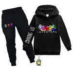 Among Gamer US Hoodie and Sweatpants Swimsuit Boys Ladies Area 2 Piece Tracksuit Among-US Pullover Sweatshirt（Murky，160）