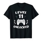 Stage 11 Unlocked T-Shirt Video Gamer 11th Birthday Gift Tee