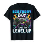 Birthday Boy Time to Level Up Video Recreation Birthday Gamer T-Shirt