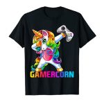 Gamercorn Dabbing Unicorn Video Game Controller Gamer Lady T-Shirt