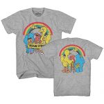 Sesame Avenue Rainbow Oscar Elmo Cookie Monumental Rooster Bert Ernie Classic Retro Classic Mens Grownup T-Shirt (Heather Grey, Tiny)