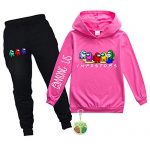 Amongst Gamer US Hoodie and Sweatpants Suit Boys Women Aim 2 Part Tracksuit Amongst-US Pullover Sweatshirt(Rose purple,120)