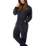 Mountainous Toes Pjs Hoodie Footed Navy Plush Pajamas w/Tumble Seat (S)