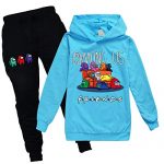 Teenagers Amongst us Sweatsuits 2 Fraction Hoodie Tracksuit Sets Gamer Hoodies and Sweatpants Jogging Suits for Boys Girls Gentle Blue