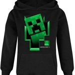 Minecraft Hoodie Boys Youth Gamer Black Creeper Internal Hooded Jumper 11-12 Years