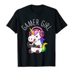 Gamer Woman Unicorn Gaming Lovable Video Game Reward Ladies Girls T-Shirt