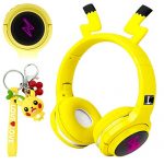 Children Wireless Bluetooth Headphones,Cute Pikachu Over-Ear Headphones with Built-in Microphone,Wireless and Wired Headset for Telephones,Tablets,PC,Computer, for Boys Girls Toddler,Yellow
