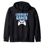 Video Game Player Gift LEGENDARY GAMER Gaming Teen Boys Children Zip Hoodie