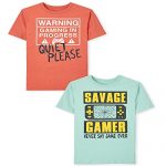 The Kid’s Field Boys’ Short Sleeve Graphic T-Shirt 2-Pack, Gaming, Tidy