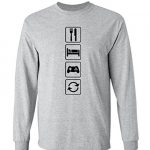 Amusing Gamers Gaming Use, Sleep, Game, Repeat Graphic Make Long Sleeved Crew Neck T-Shirt – Medium (Heather Grey)