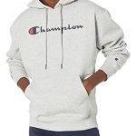 Champion Men’s Powerblend Fleece Pullover Hoodie, Script Note, Oxford Grey-Y06794, Medium