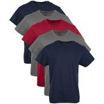 Gildan Men’s Crew T-Shirts, Multipack, Navy/Charcoal/Red (5-Pack), 2X-Lustrous