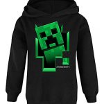 Minecraft Hoodie Boys Kids Gamer Black Creeper Internal Hooded Jumper 9-10 Years
