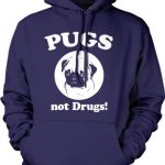 Pugs Not Remedy Sweater Pug Face Comic Shirts Dogs Humor Novelty Hoodie (Navy) – L