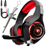 Suitable Gaming Headset for PC PS4 Xbox One Encompass Sound Over-Ear Headphones with Mic LED Gentle Bass Encompass Aloof Memory Earmuffs for Pc Laptop Swap…