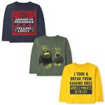 The Kid’s Location Boys’ Lengthy Sleeve Video Recreation Graphic T-Shirt 3-Pack, AU Humor, X-Puny