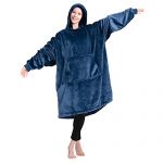 WOFALA Blanket Hoodie Warm Wearable Blanket Cushy Velour Blanket Sweatshirt Oversized Suits Desirous about Teenager Adult Blue