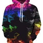 RAISEVERN Unisex Frigid Hoodie Humorous Drawstring Pullover Sweatshirts 3D Colourful Smoke Fire Print Lengthy Sleeve Shirts Gentle-weight Dusky Hooded with Pockets for Men Females