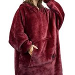 Catalonia Oversized Wearable Blanket Hoodie Sweatshirt, Cheerful Sherpa Lounging Pullover for Adults Men Females Teenagers Wife Girlfriend