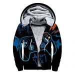 Frcavbin Video Sport Weapon Gamer Play Gaming Hoodies for Men, Sherpa Fleece Lined Hoodie Formative years Novelty Jacket Flannel Zip up Hooded Sweatshirt with Hood,…