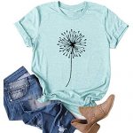 Aniywn Womens Fast Sleeve Tops,Womens Loose T-Shirts Informal Printing Fast Sleeves O-Neck Shirt Tops Blue