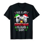 Right here’s My Christmas Pajama Santa Hat Gamer Video Sport Games T-Shirt