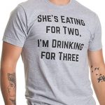 Ingesting for Three | Comic New Dad Father Being pregnant Announcement Shaggy dog story T-Shirt-(Adult,L) Sport Grey