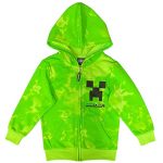 Minecraft Creeper Tremendous Boys Zip Hoodie, Green, 10-12