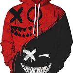 Chaos World Men’s Novelty Hoodie Prolonged Sleeves 3D Silly Graphic Print Sweatshirt Pullover(XX-Successfully-organized,Black Red)