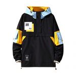 Casual Hoodie Long Sleeve Hooded Jacket Colour Block Pullover (Dusky, Huge)