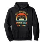 Stage 40 Unlocked Video Gamer 40th Birthday Droll Gift Pullover Hoodie