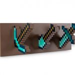 Ukonic Minecraft Diamond Tool Wall Coat Hooks Storage Rack Organizer | Freestanding Hat and Coat Rack Wall Mount, Dwelling Decor Room Essentials | Video Sport…