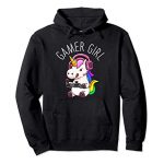 Gamer Girl Unicorn Gaming Lovable Video Game Present Ladies folk Girls Pullover Hoodie