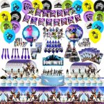 Birthday Obtain together Offers for Recreation Fans,188 Pcs Recreation Theme Obtain together Decorations Set,Video Recreation Obtain together Favors – Embody Banner,Cake Toppers,Tablecloth,Plates,Cups,Balloons,Knives,Forks,Spoons,Hats,Stickers