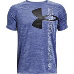 Below Armour Boys’ Tech Split Logo Hybrid Rapid-Sleeve T-Shirt , Royal Blue (400)/Sunless, Adolescence Vivid