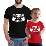 Father Son Gamer Shirt, Player 1 Tee, Player 2 Shirt, Mens 3XL & Adolescence Med 10-12