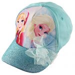 Disney Frozen Elsa and Anna Cotton Baseball Cap with Glitter Pom, Small Girls, Blue, Age 4-7