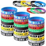 30 Pieces 9 Types Video Sport Bracelets Rubber Bracelets Sport Party Wristbands Supplies Colored Silicone Bracelets for Gamer Birthday Party Favors