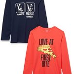 The Teens’s Station boys The Teens’s Station Long Sleeve Graphic T- 2-pack T Shirt, Gamer/Pizza, Gigantic US