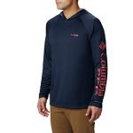 Columbia Males’s PFG Terminal Tackle Fishing Hoodie, Breathable, UV Solar Protection, Coll Navy/Sunset Crimson Tag, XX-Effective