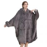 Wearable Blanket Hoodie for Men & Ladies folks, Oversized Hoodie Blanket Adult, Sherpa Fleece & Flannel Blanket with Sleeves and Giant Pocket, Machine Washable, Convenient…