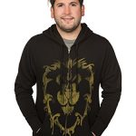 JINX World of Warcraft Alliance Spray Paint Males’s Gamer Zip-Up Hoodie, Murky, Small