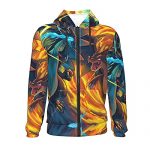 3d Digital All Over Print Charizard Zip Up Hoodie Casual Pullover Hooded Jacket Sweatshirts For Boys/Girls/Teenage 7-8 Years Sunless