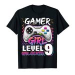 Gamer Girl Level 9 Unlocked Video Sport ninth Birthday Present T-Shirt