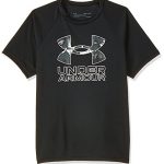 Below Armour Boys’ Tech Hybrid Printed Earn Rapid-Sleeve T-Shirt , Shaded (001)/Pitch Gray , Formative years Limited