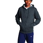 Champion mens Champion Males’s Powerblend Fleece Plump Zip Hoodie, Imprint Warm Up or Notice Jacket, Granite Heather, Small US