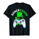 Video Game Leprechaun St Patricks Day Gaming Younger folks Boys Gamer T-Shirt
